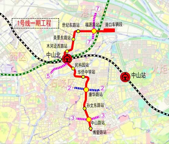 1号线一期工程    中山市城市轨道交通1号线一期工程线路为南北向