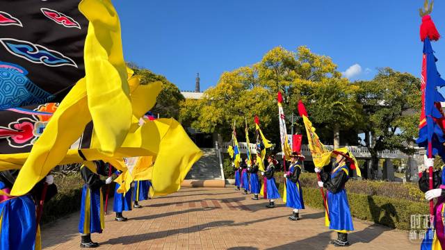 礼仪队抵达欢迎仪式现场。（总台央视记者周志国、蒋硕拍摄）