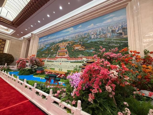 △人民大会堂北京厅，中俄元首在这里茶叙。（总台央视记者卢心雨拍摄）