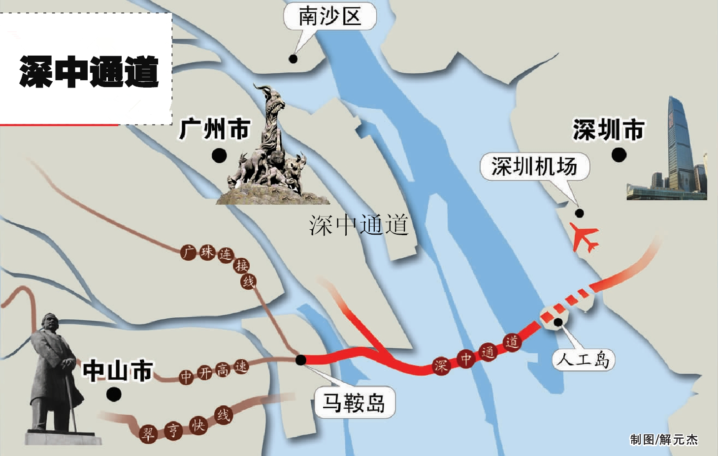 最新消息深中通道東人工島開建47個足球場般大小的它長這樣