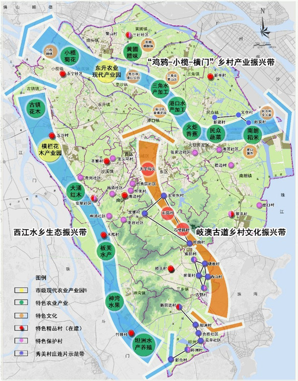 中山市乡村振兴发展带规划示意图
