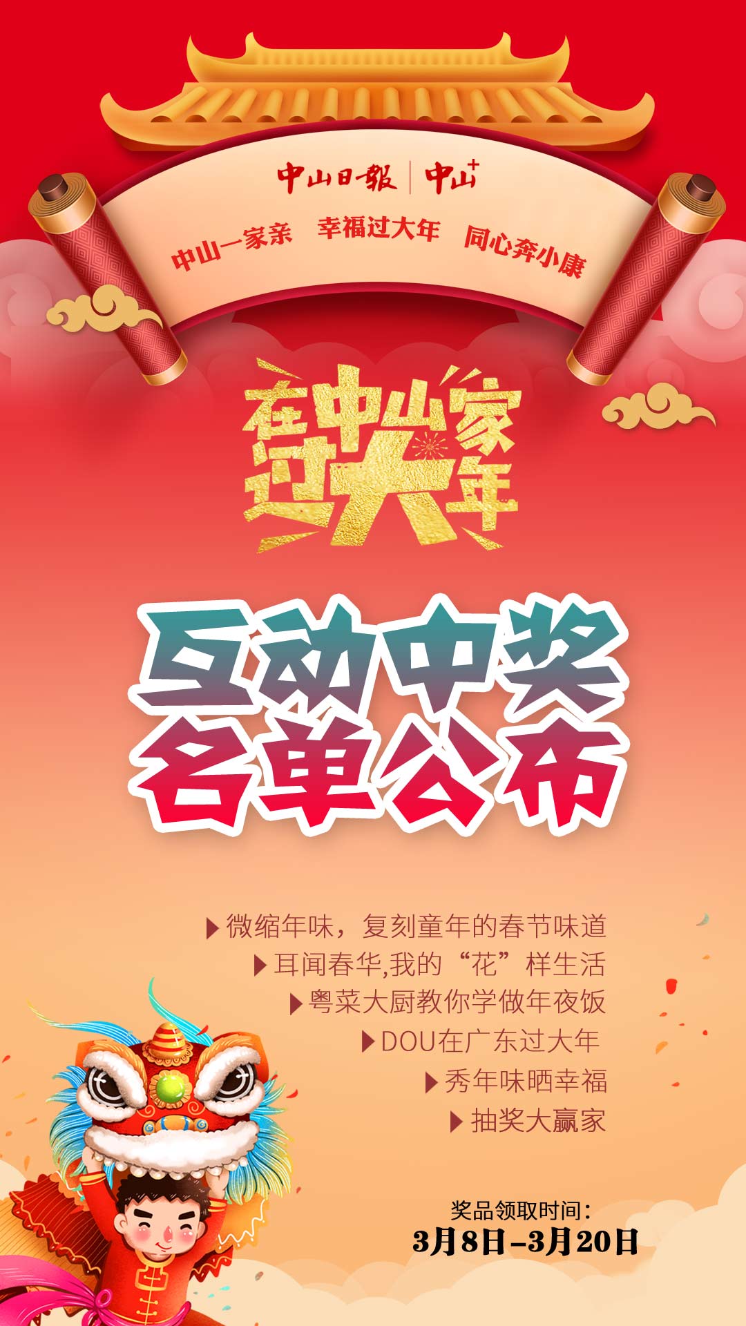 海报|在中山过大年互动中奖名单公布