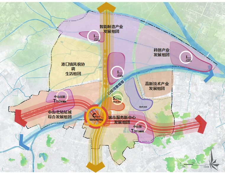 一带,两轴,六片珠江新城的建设是非常成功的,岐江新城在规划上借鉴