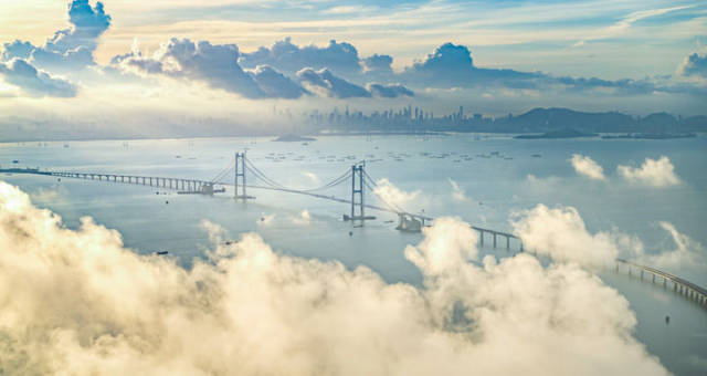 2023年7月23日拍摄的深中通道建设现场。（深中通道管理中心供图）